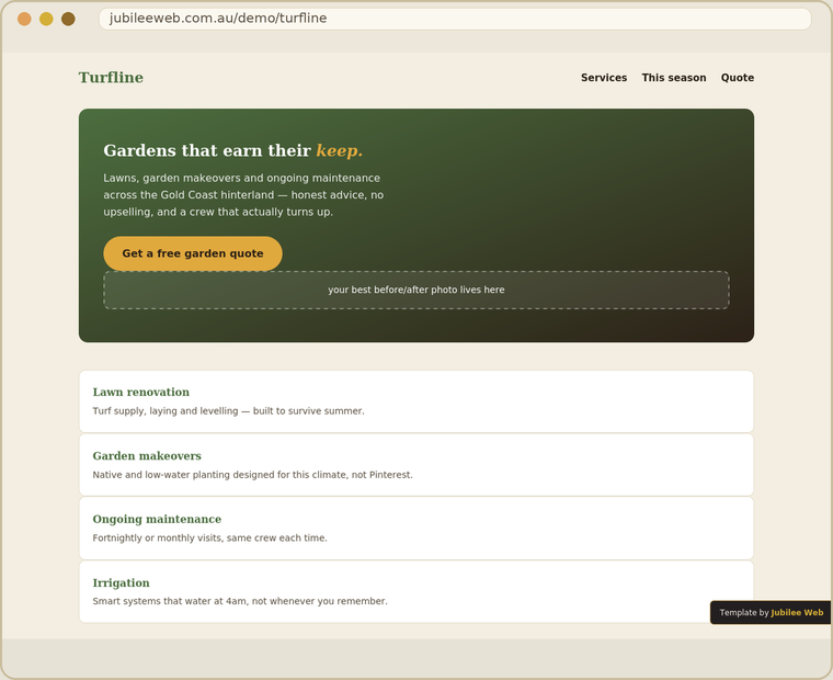 Turfline Landscaping template preview